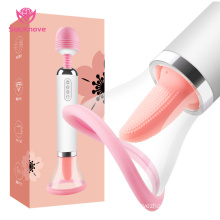SacKnove 2021 New Women Sex Toy Heating 3 In 1 Sensual Breast Nipple Pump Sucking Licking Devices Wand Suction Tongue Vibrator